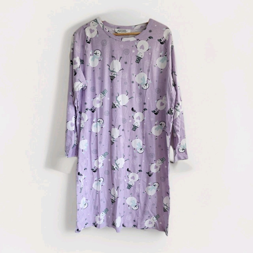 Cozze Corner Women's Nightgowns Sleepwear  Snowmen Print Size OS